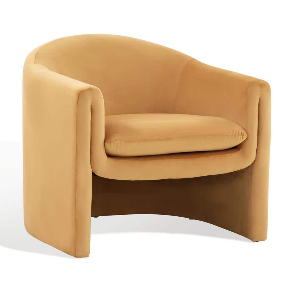 SAFAVIEH Couture Laylette Modern Velvet Solid Accent Chair, Pumpkin Orange