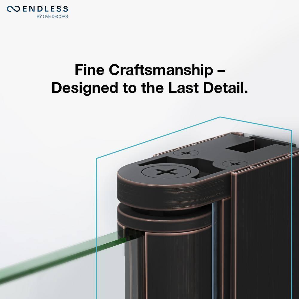 Ove Decors Pasadena 66-5/8 in. W x 72 in. H Alcove Pivot Frameless Shower Door in Nickel