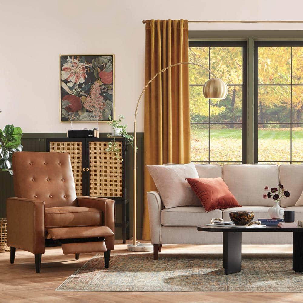 Half Price Drapes Retro Gold Heritage Plush Velvet Room Darkening Curtains (1 Panel), 50W X 96L