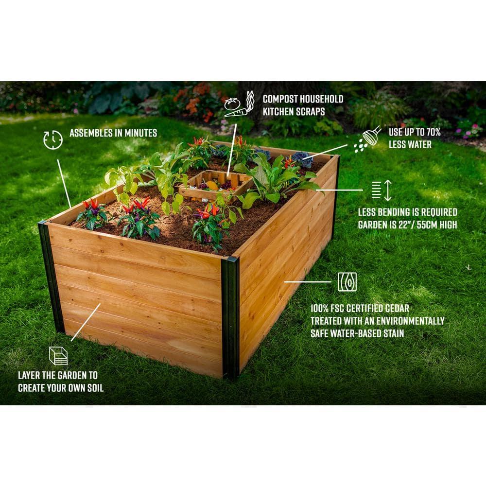Vita Mezza 3' L x 5' W Cedar Keyhole Composting Garden, Golden Brown, VT17702