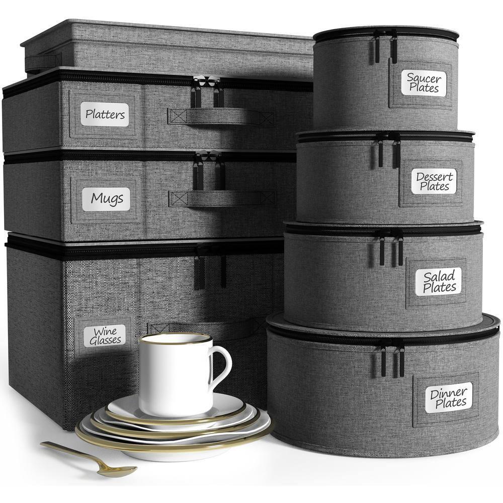 Sorbus 8 Piece Hard Shell Dinnerware Storage Cases - for Dinnerware, Mugs, Cups