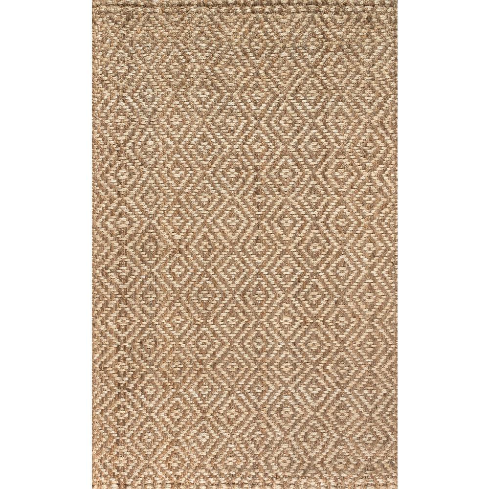 5'x8' Hira Hand Woven Diamond Chunky Jute Area Rug, Natural  - JONATHAN Y