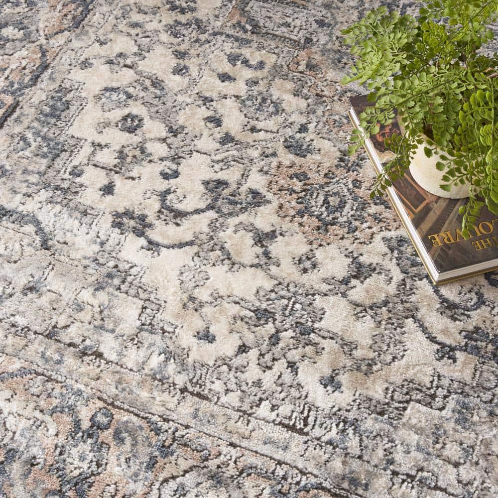 Nourison Concerto Center Medallion Indoor Rug Ivory Grey 5'3" x 7'3"
