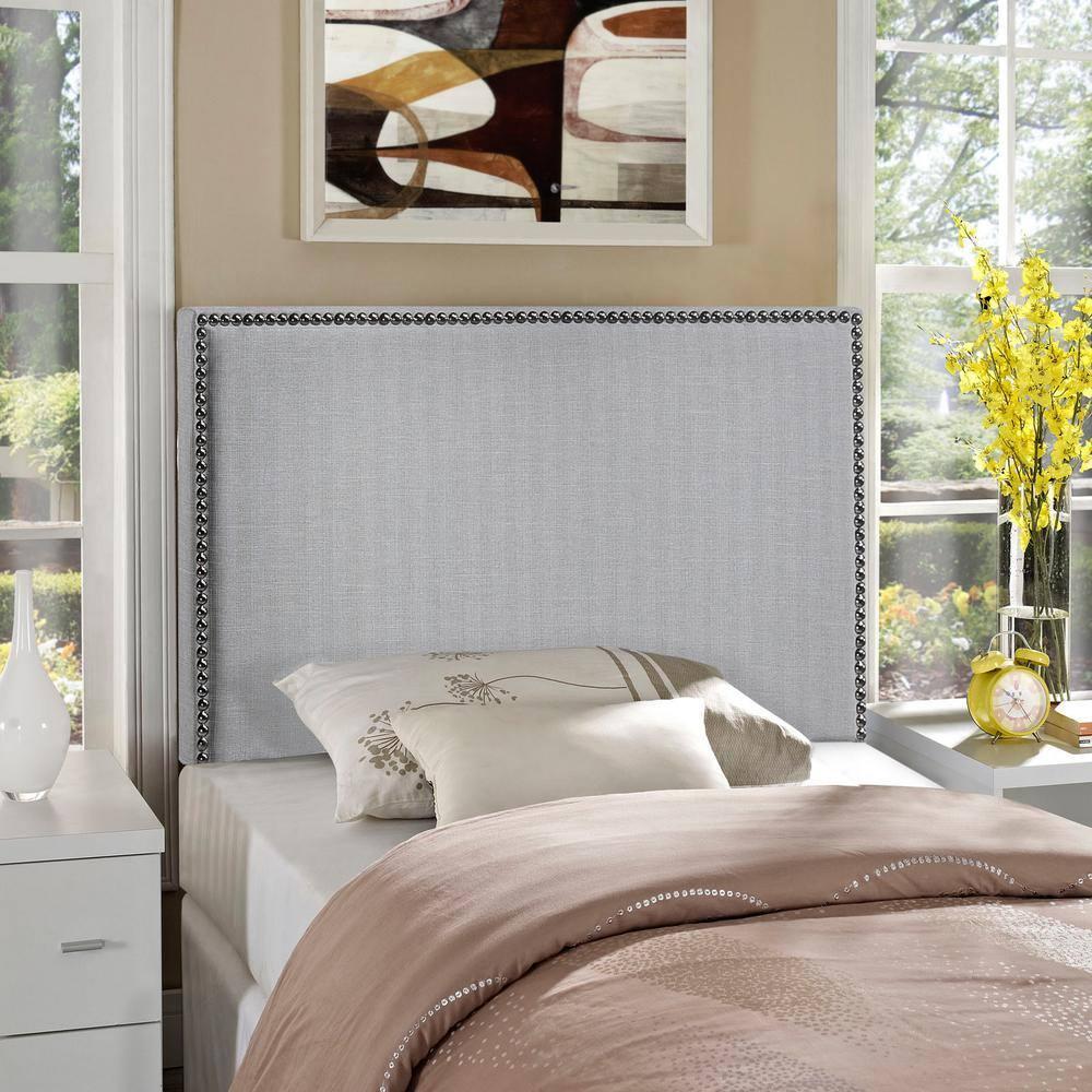 Region Sky Gray Twin Nailhead Upholstered Headboard
