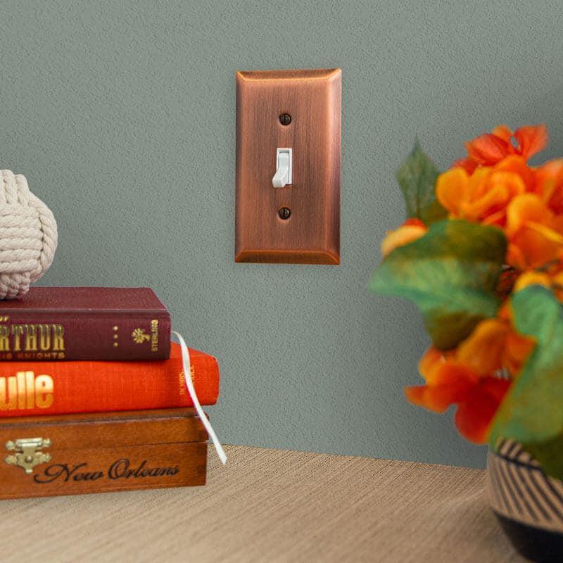 Antique Copper Quadruple Rocker Steel Wall Plate