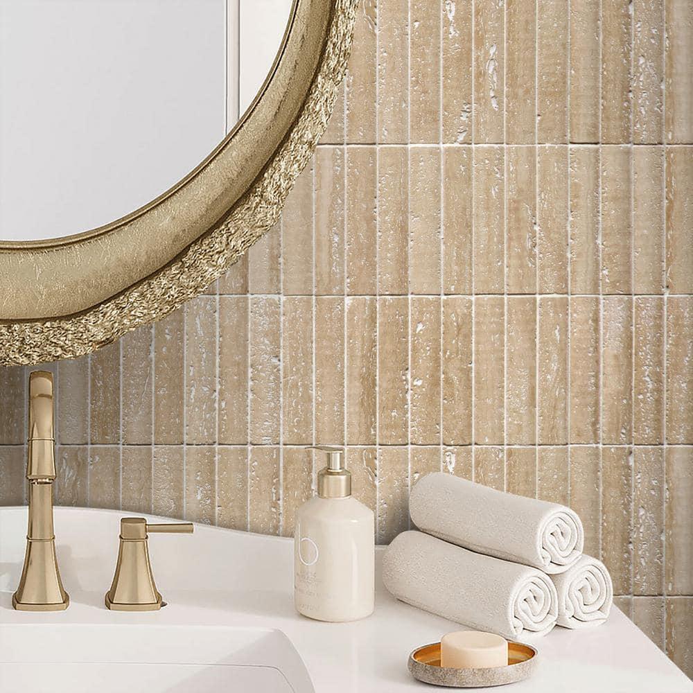 12.52" x 11.89" Honed Flucted Natural Marble Mosaic Tile