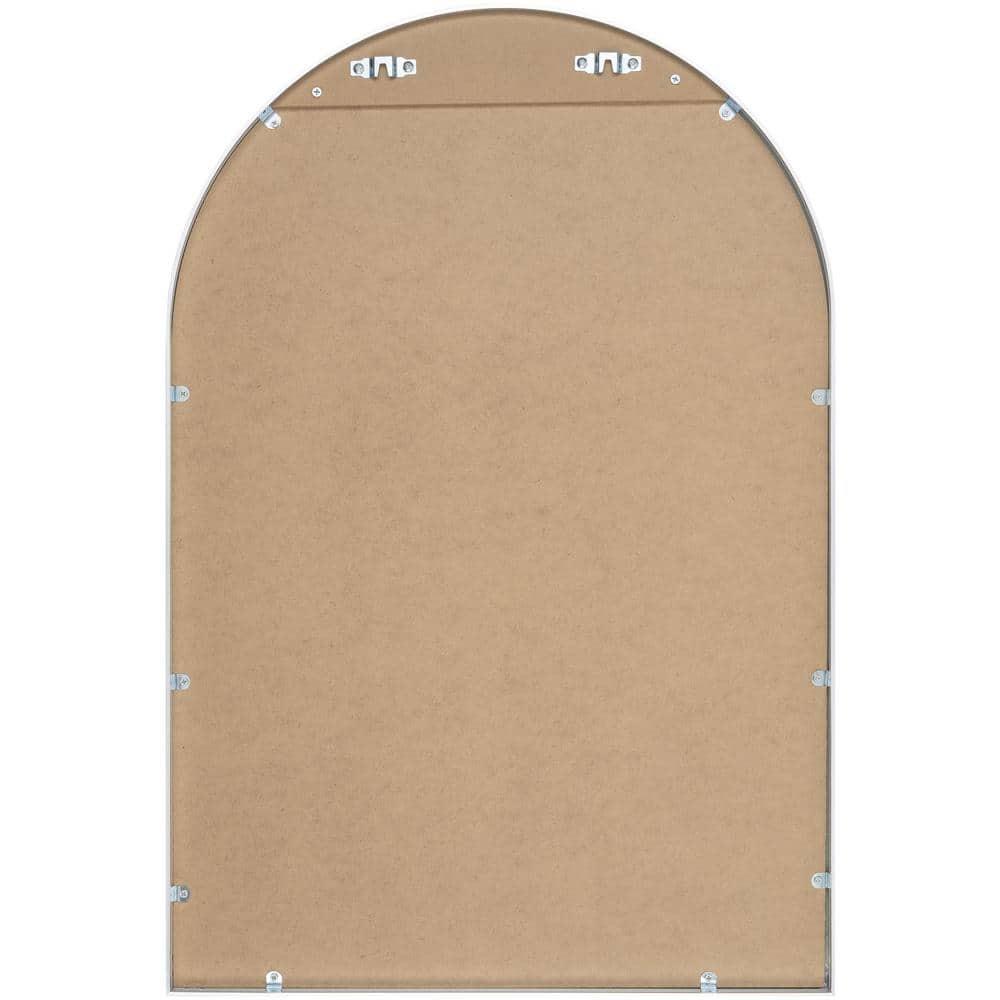 Elegant Arched Wood Frame Mirror in Brushed Silver and Gold