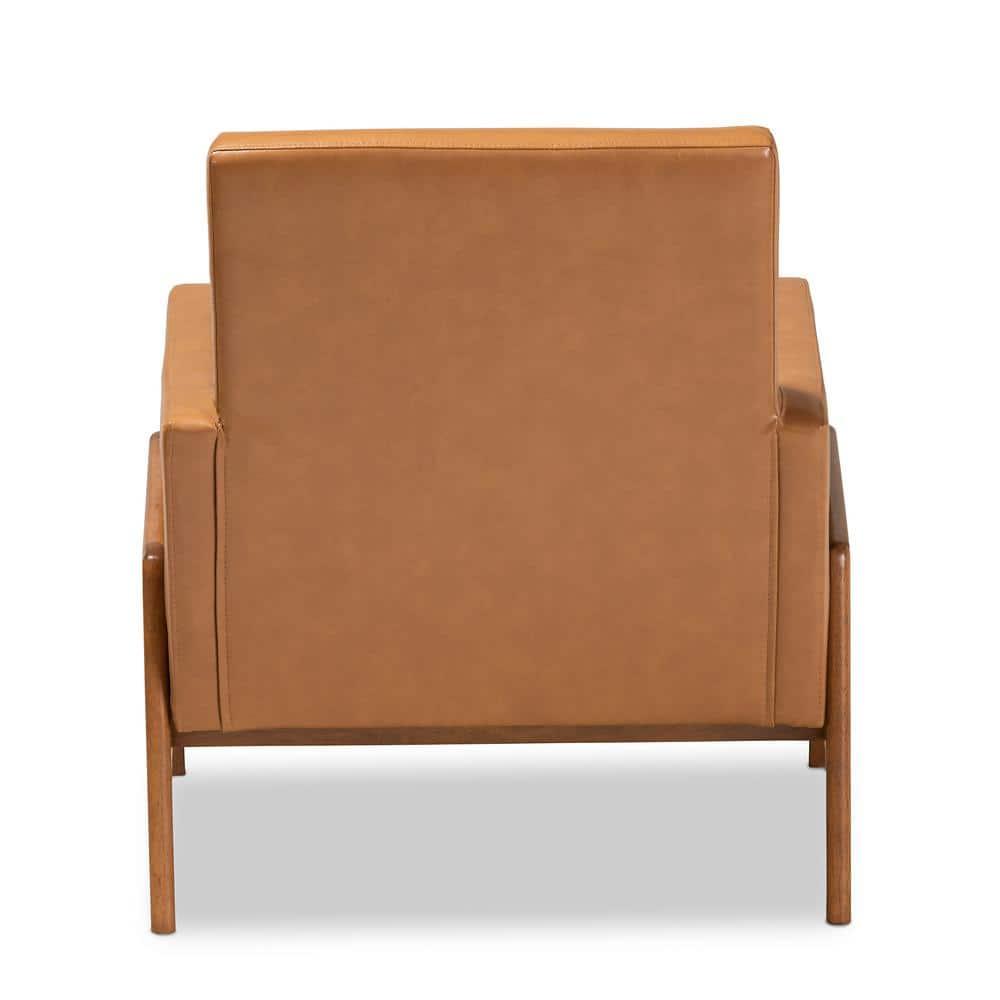 Perris Mid-Century Faux Leather Upholstered Wood Lounge Chair Walnut/Brown - Baxton Studio: Indoor Elegant Comfort