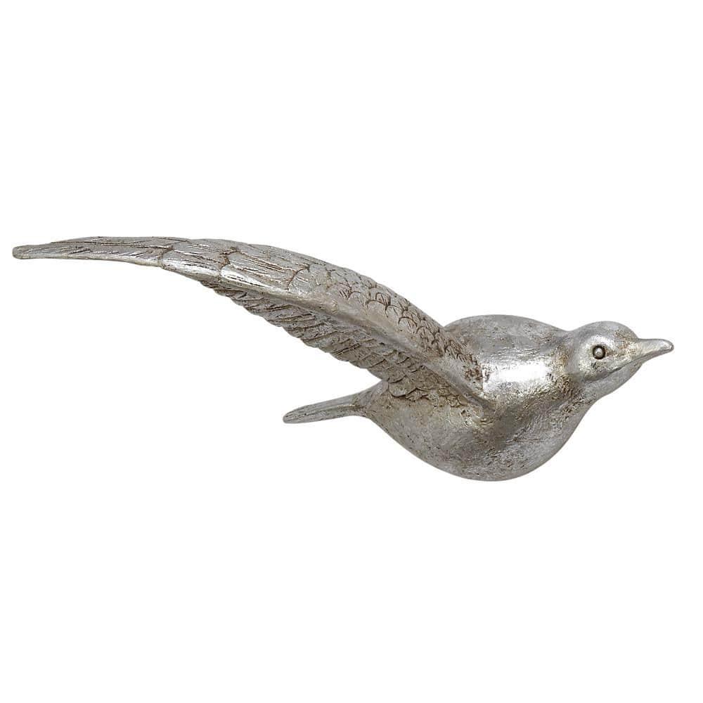 DecMode Silver Polystone Metallic 3D Sculpted Bird Wall Decor (3 Count)