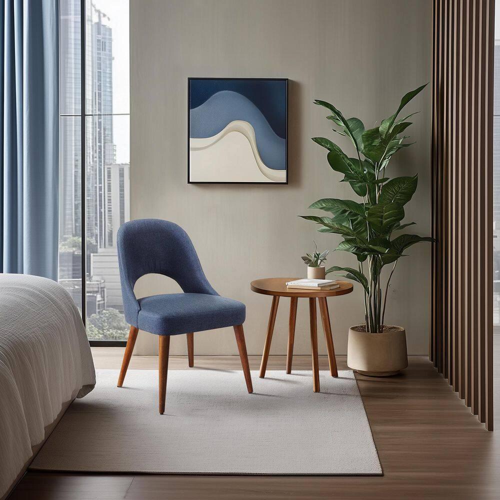 Ink+Ivy Set of 2 Nola Dining Side Chairs Navy: Upholstered, Wood Legs, Modern Style, Foam Cushion