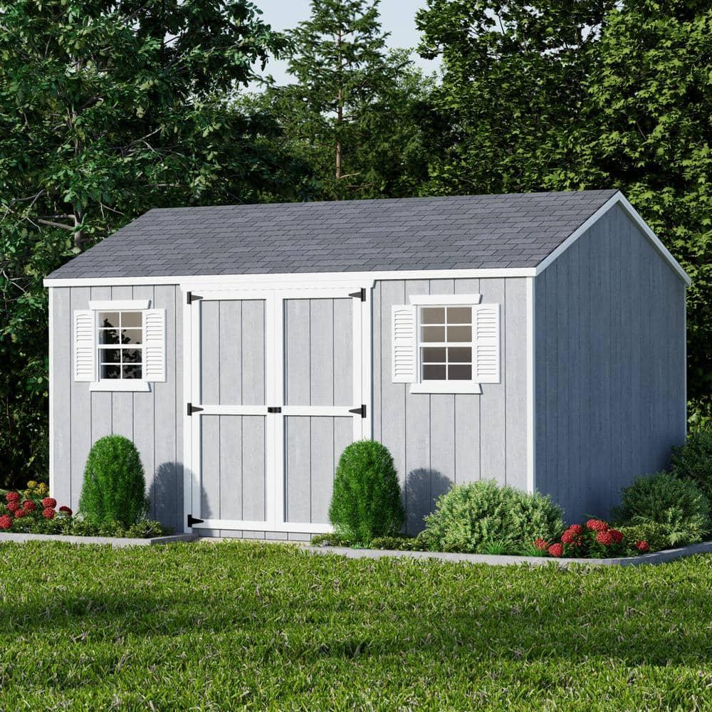 Little Cottage Co. 10x14 Value Workshop Shed with Operable Windows and Floor, Outdoor Wood Storage Do-It-Yourself Precut Kit
