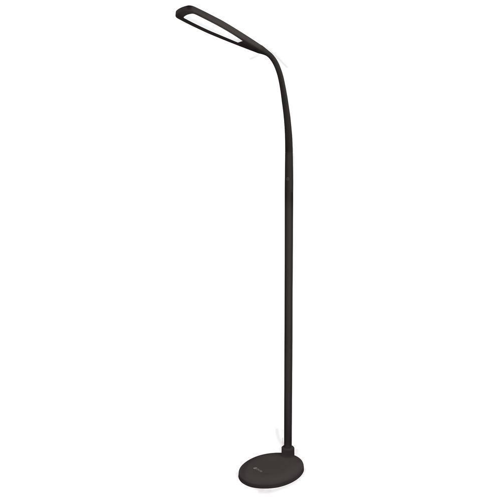 Ott-Lite OttLite Felix Adjustable Height LED Gooseneck Task Floor Lamp in Black