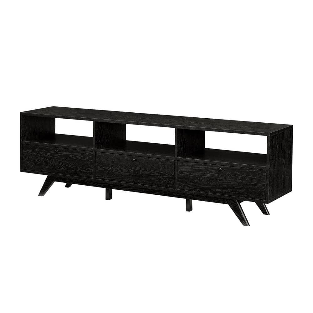Walker Edison Mid-Century Modern Storage TV Stand for TVs up to 80”, Black