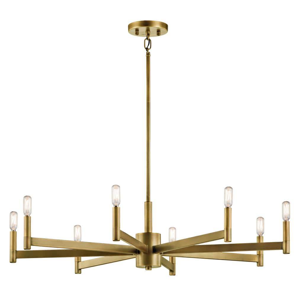 Erzo 9.25" 8 Light Chandelier in Natural Brass