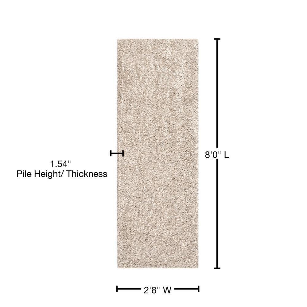 Nuloom Kara Solid 2x8 Runner Shag Indoor Area Rug for Living Room Bedroom Dining Room Nursery Entryway Hallway, Beige