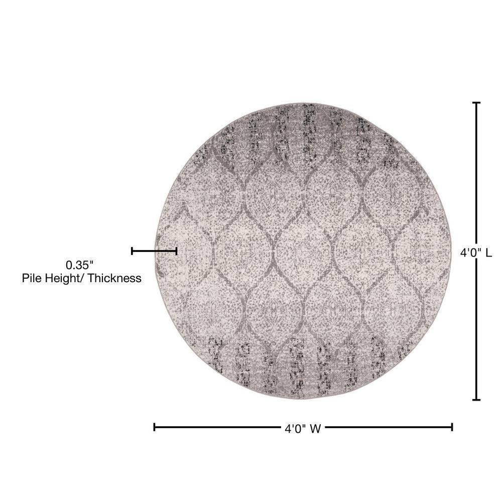 Madison MAD604 Power Loomed Indoor Area Rug - Grey/Ivory - 4' Round - Safavieh