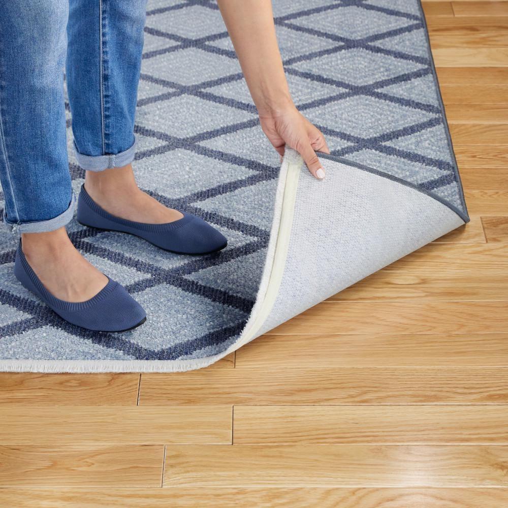 Town & Country Everyday Rein Solid Diamond Everwash Non-Slip Backing Washable Area Rug Blue