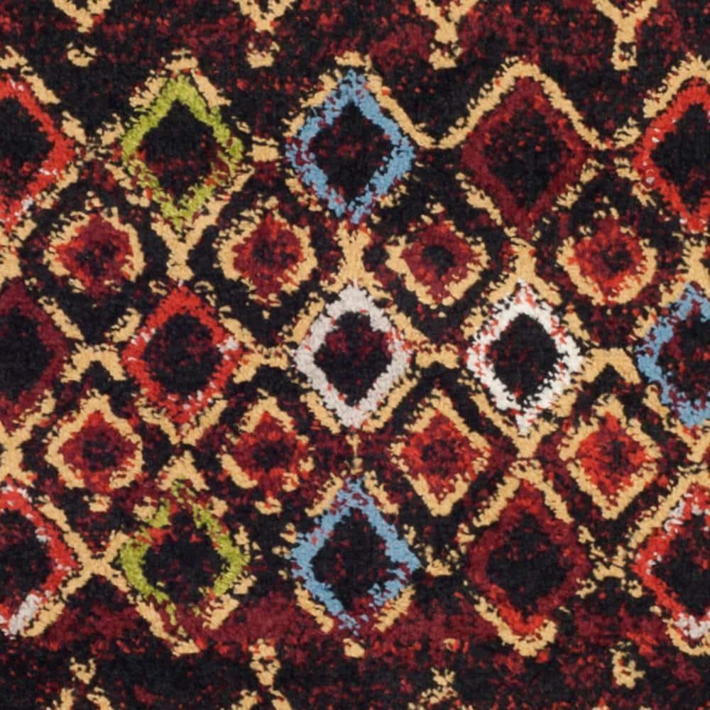 Amsterdam AMS108 Power Loomed Indoor Runner Rug - Black/Multi - 2'3"x10' - Safavieh