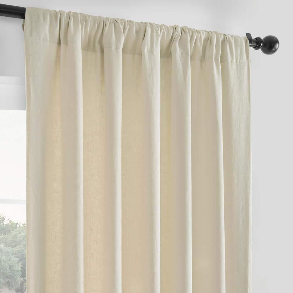 Exclusive Fabrics  French Linen Room Darkening Curtains Panel - Elegant luxurious Drapes (1 Panel) Ancient Ivory 50 X 120 120 Inches