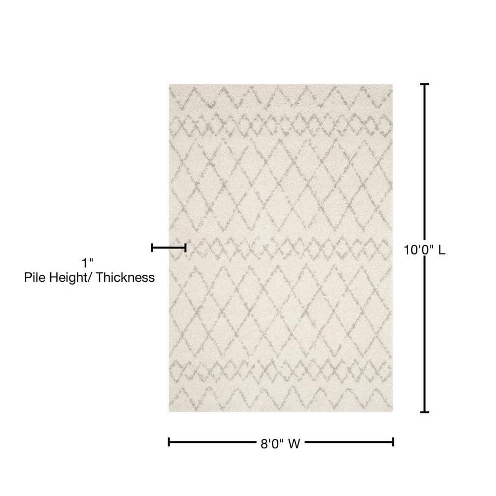 Berber Shag BER165 Power Loomed Indoor Area Rug - Cream/Light Grey - 8'x10' - Safavieh