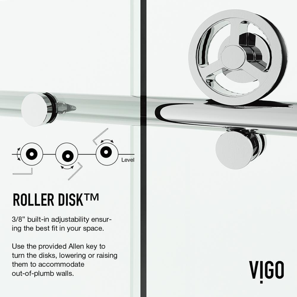 Cass 56-60" W x 66" H Sliding Frameless Tub Door with 3/8" Clear Glass