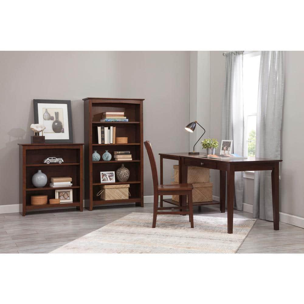 International Concepts 36" Shaker Bookshelf Unfinished: Mid-Century Modern Style, 3-Tier Storage, Hardwood Construction