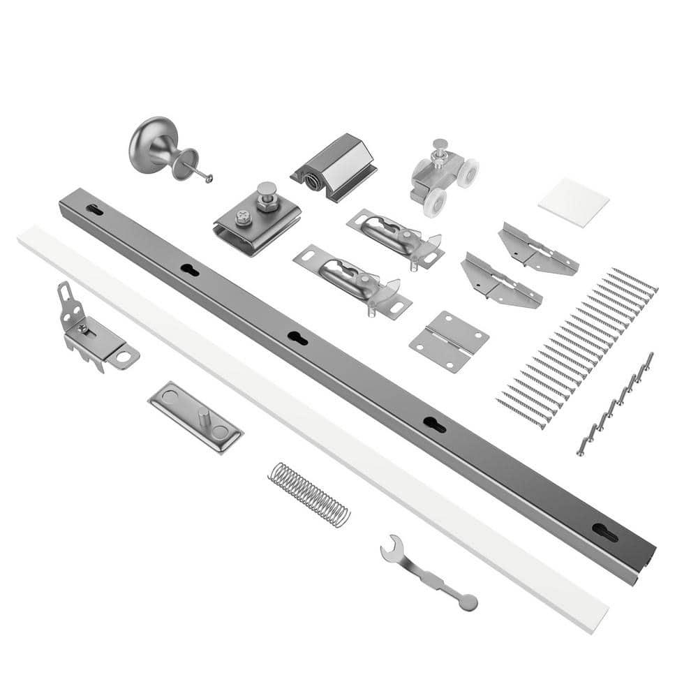 Luxdecor 80'' Solid Core Manufactured Wood 1-Lite Frosted Glass Bi-fold Door With Installation Hardware Kit