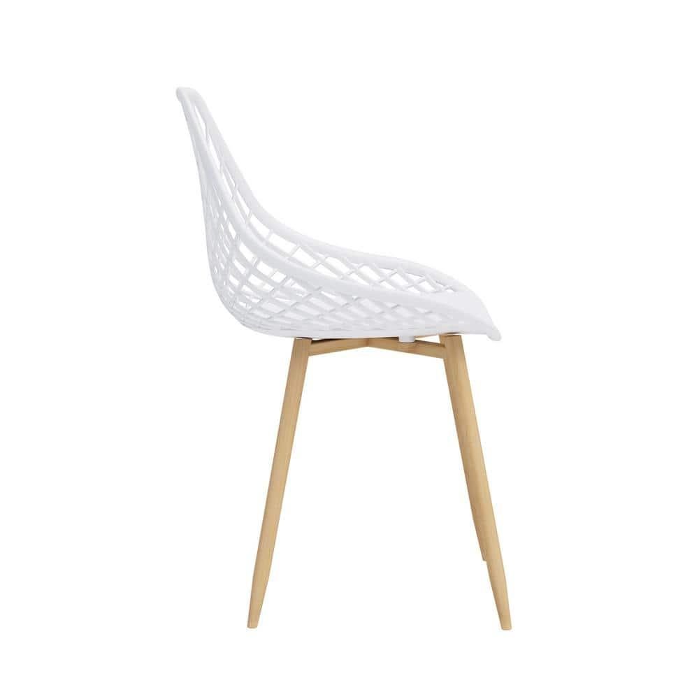 2pk Kurv Dining Chairs White/Natural - Jamesdar: Mid-Century Modern, Steel Frame, Armless Design