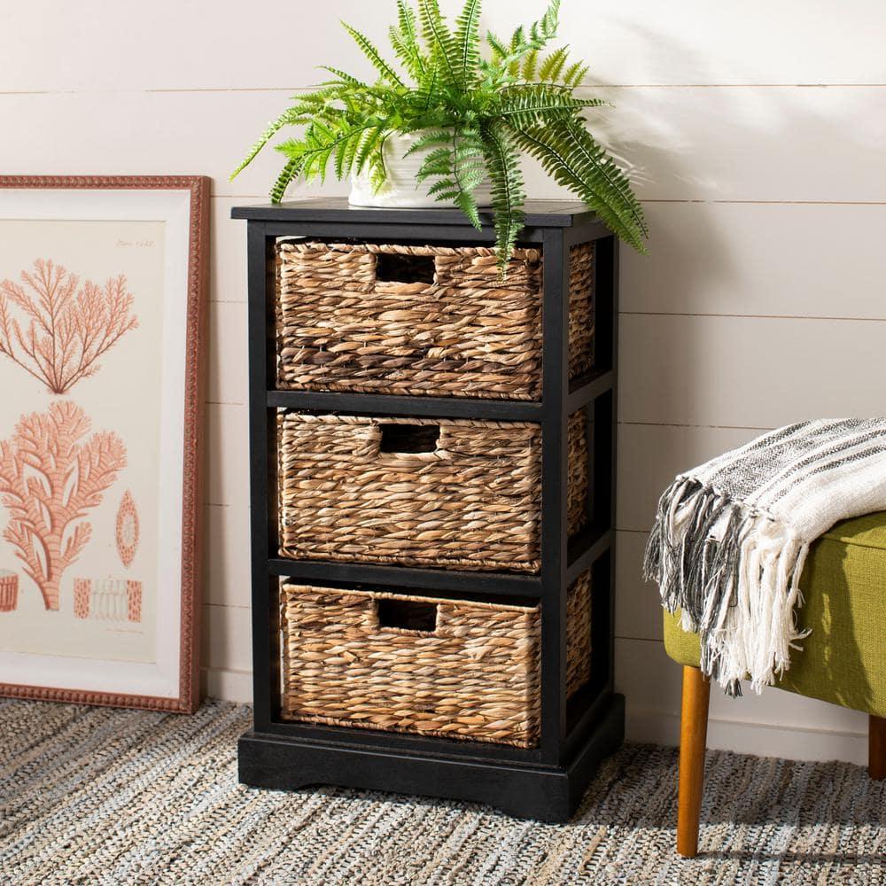 Halle Storage Side Table - AMH5738 - Distressed Black - Safavieh Couture