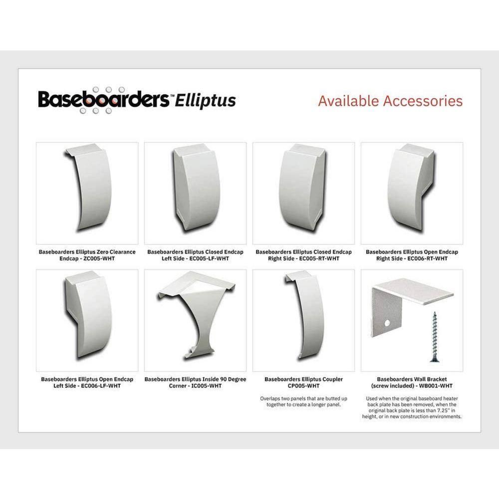 Baseboarders Baseboarders Basic Steel Easy Slip-On Baseboard Heater Cover Coupler - White