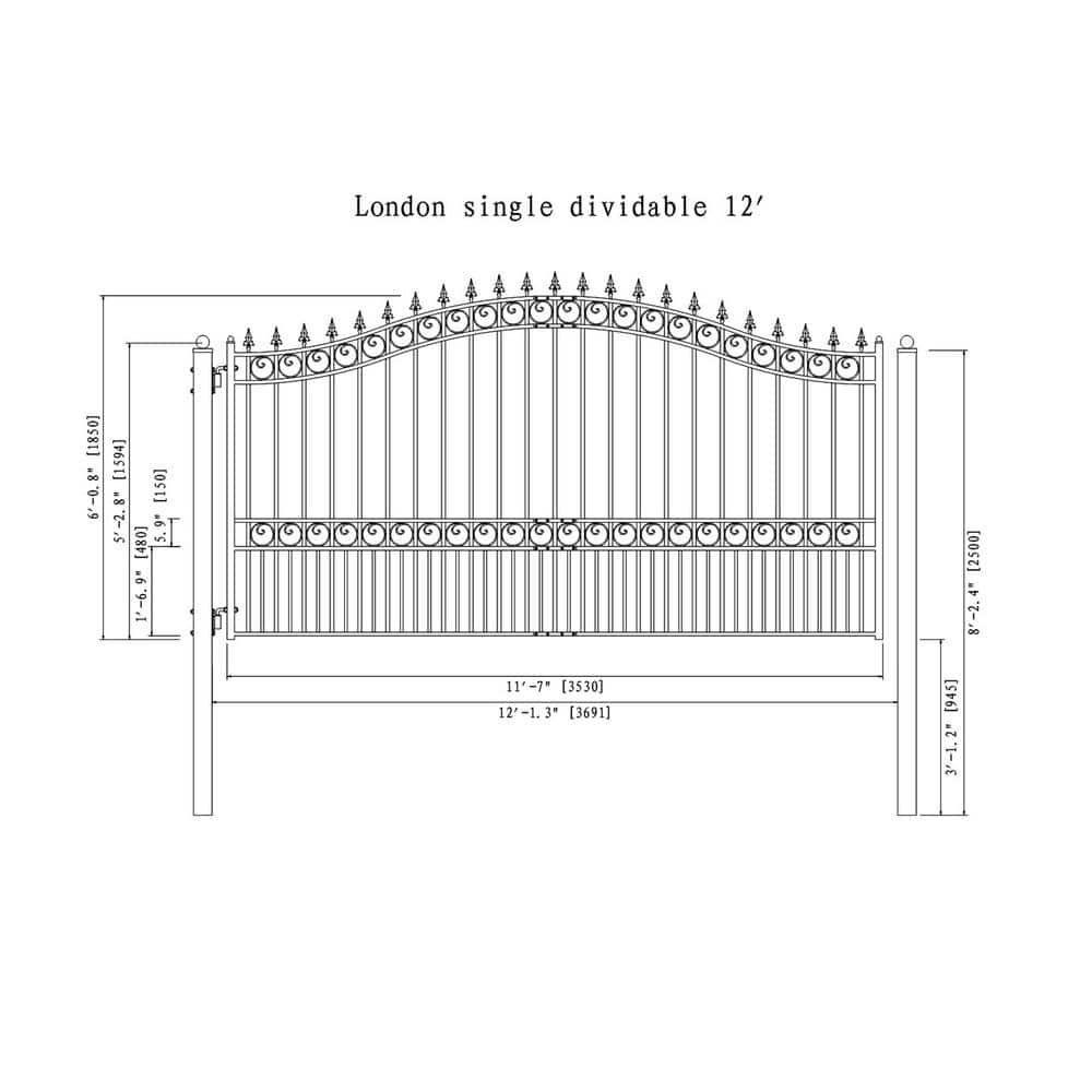 ALEKO Steel Single Swing Driveway Gate - LONDON Style