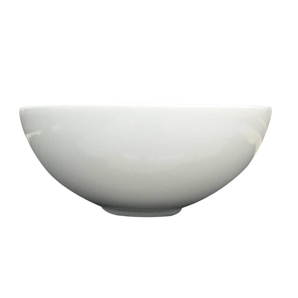 White Round Above Counter Bathroom Sink Ceramic Vanity Vessel Sink
