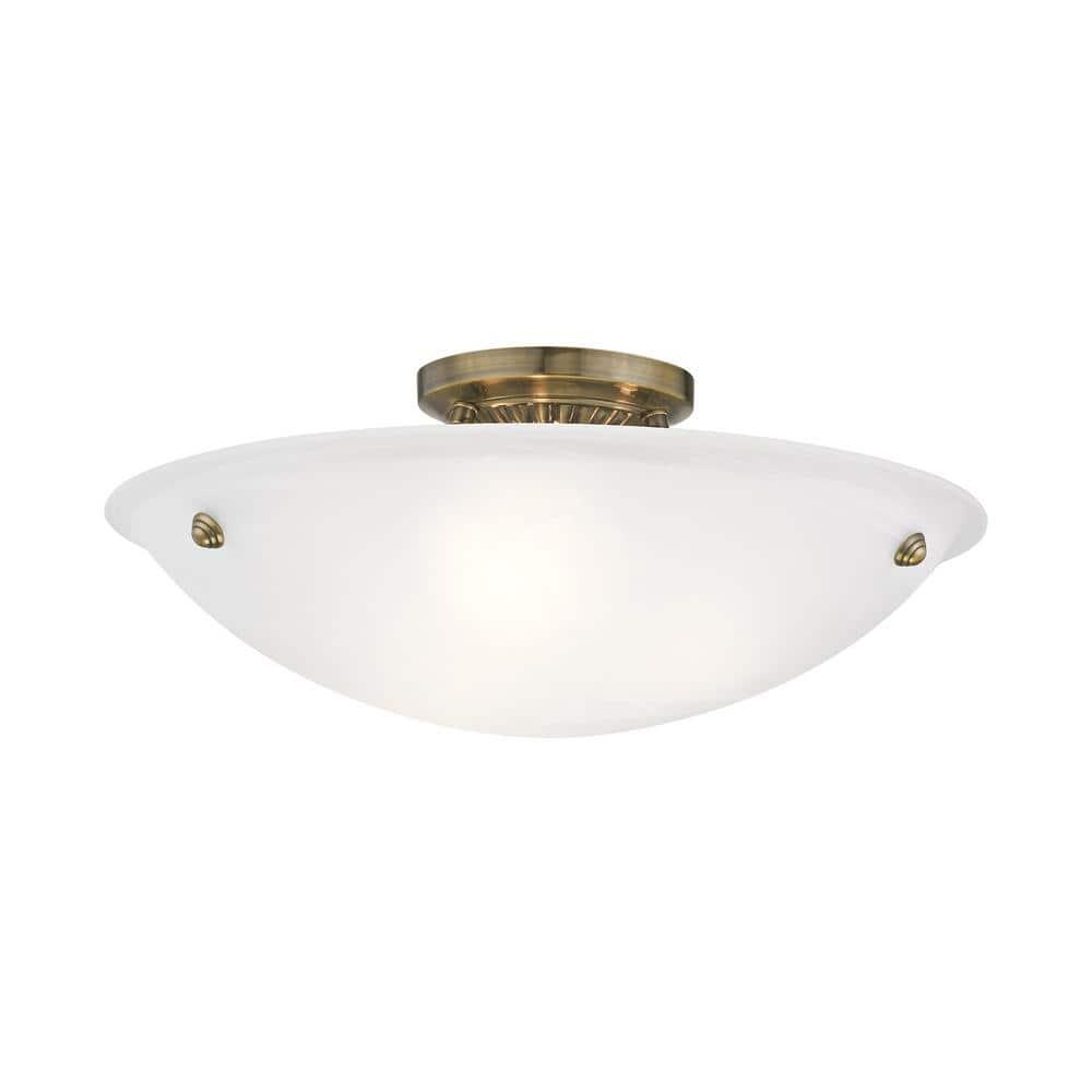 Livex Lighting Oasis 3 - Light Flush Mount in  Antique Brass