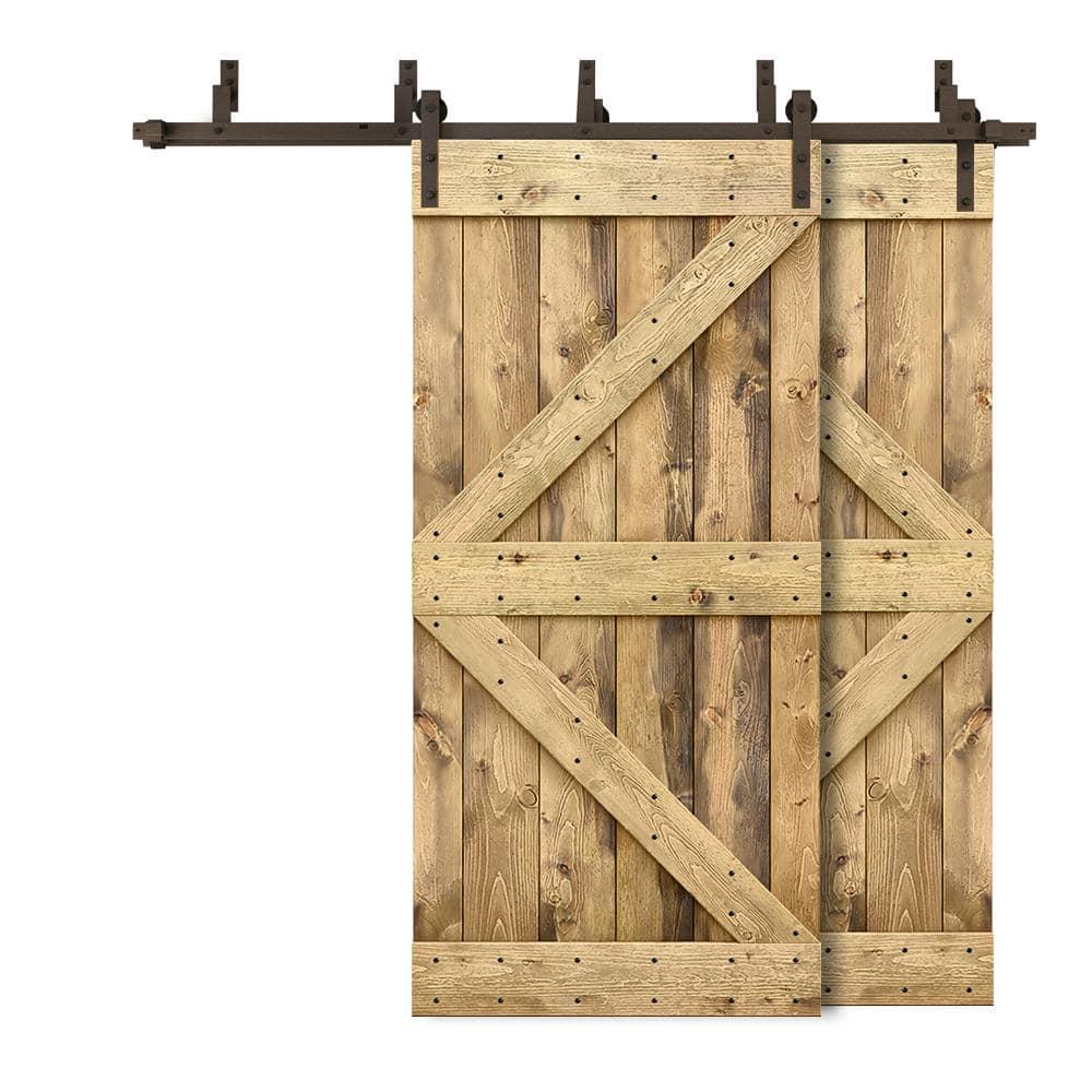 Calhome 84'' Solid Wood Paneled Painted with Installation Hardware Kit Barn Door