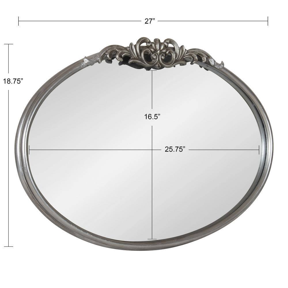 Kate & Laurel All Things Decor 27"x18.75" Arendahl Traditional Vertical Oval Wall Mirror Silver: No Assembly, Metal Frame, Wall Mount