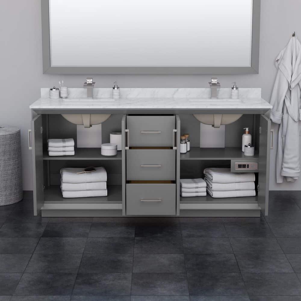 Wyndham Collection 72'' Double Bathroom Vanity with Cultured Marble Top