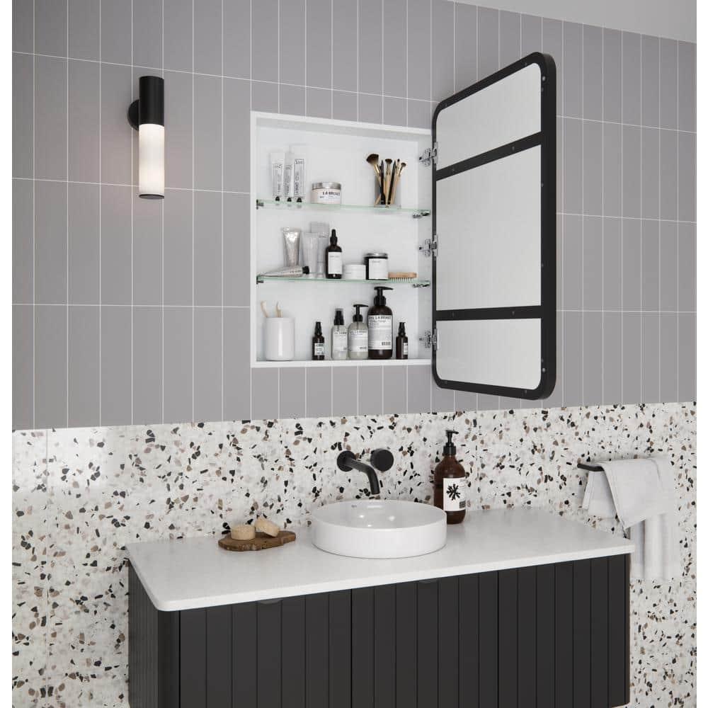 Stainless Steel Recessed Framed Single Door Medicine Cabinet with Adjustable Shelves