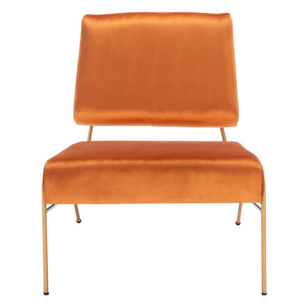 Romilly Velvet Accent Chair - Sienna/Gold - Safavieh