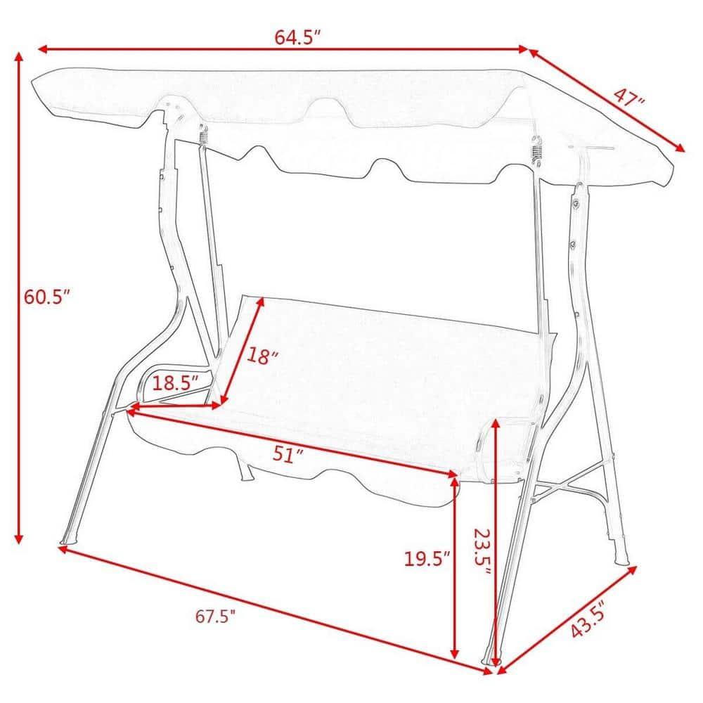 Tangkula 3-Seats Outdoor Glider Hammock with Adjustable Waterproof Canopy Aluminum Frame Patio Swing Chair Blue