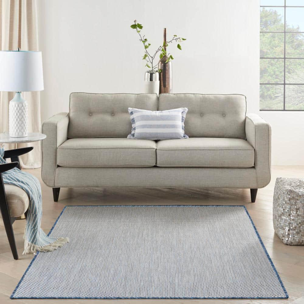 Nourison Courtyard COU01 Indoor/outdoor Area Rug - Ivory Blue 5' x 7'