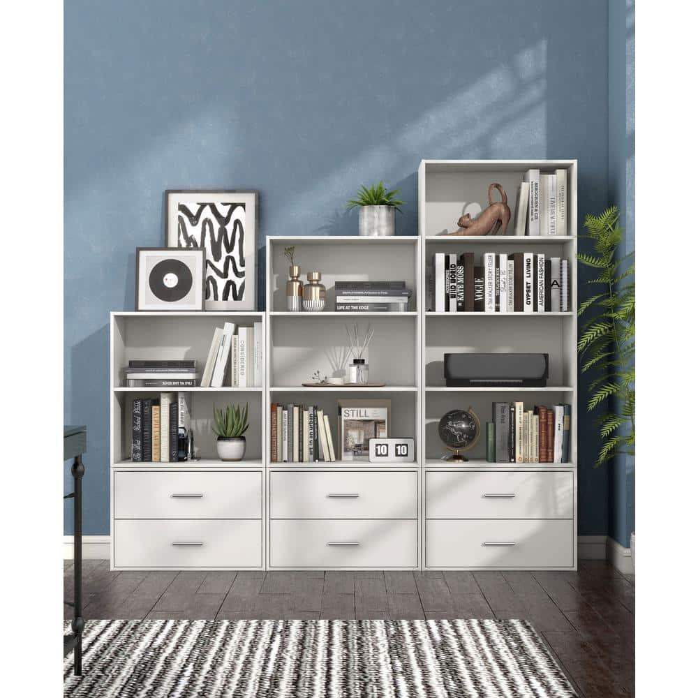 24/7 Shop At Home 46.9" Silkpath Modern 4 Tier Stackable and Modular Bookcase White: Modular Organizer, Open Shelving