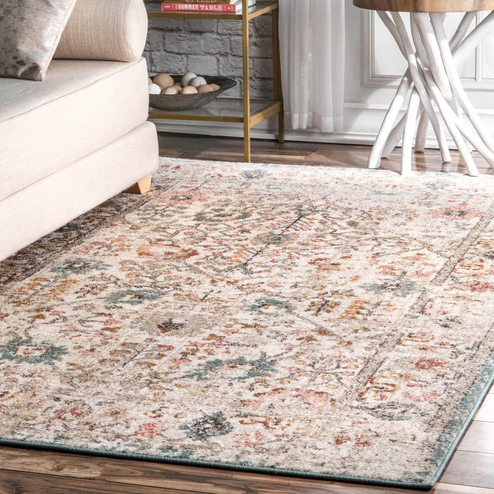 nuLOOM Lenore Vintage Floral Beige 6' 7" Transitional Round Rug