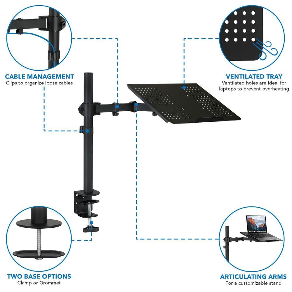 Mount-it Mount-It Height Adjustable Laptop Desk Stand with Articulating Vented Laptop Tray Mount & C-Clamp