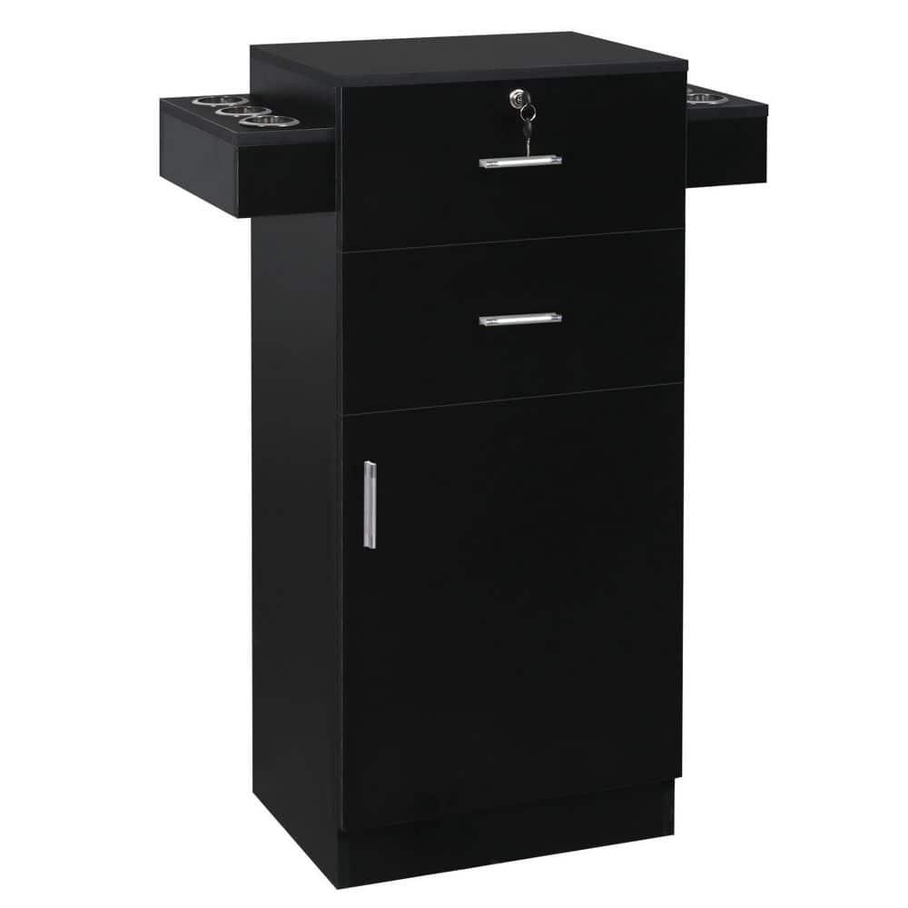 Ktaxon Locking Beauty Salon Storage Cabinet Hair Dryer Holder Stylist Spa Equipment Black