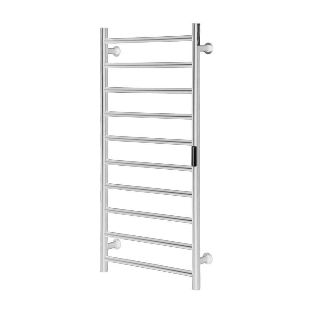 VEVOR 10 Bars Towel Warmer Rack, Wall Mounted Heated Towel Rack for Bathroom, IPX5 Waterpoof Towel Heater Rack with Timer & Display Screen, Silver