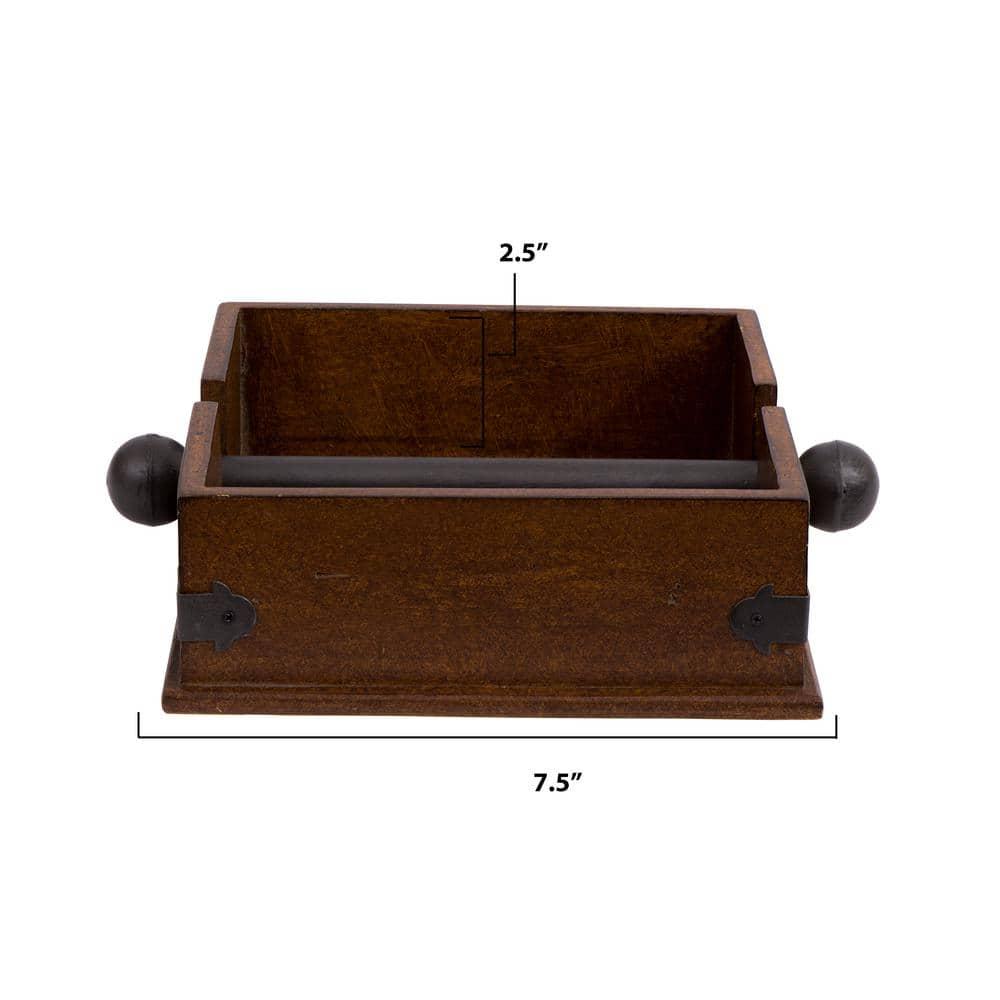 Storied Home Square Wood & Metal Dinner Napkin Holder: Freestanding, Spot Clean, Kitchen Accessory