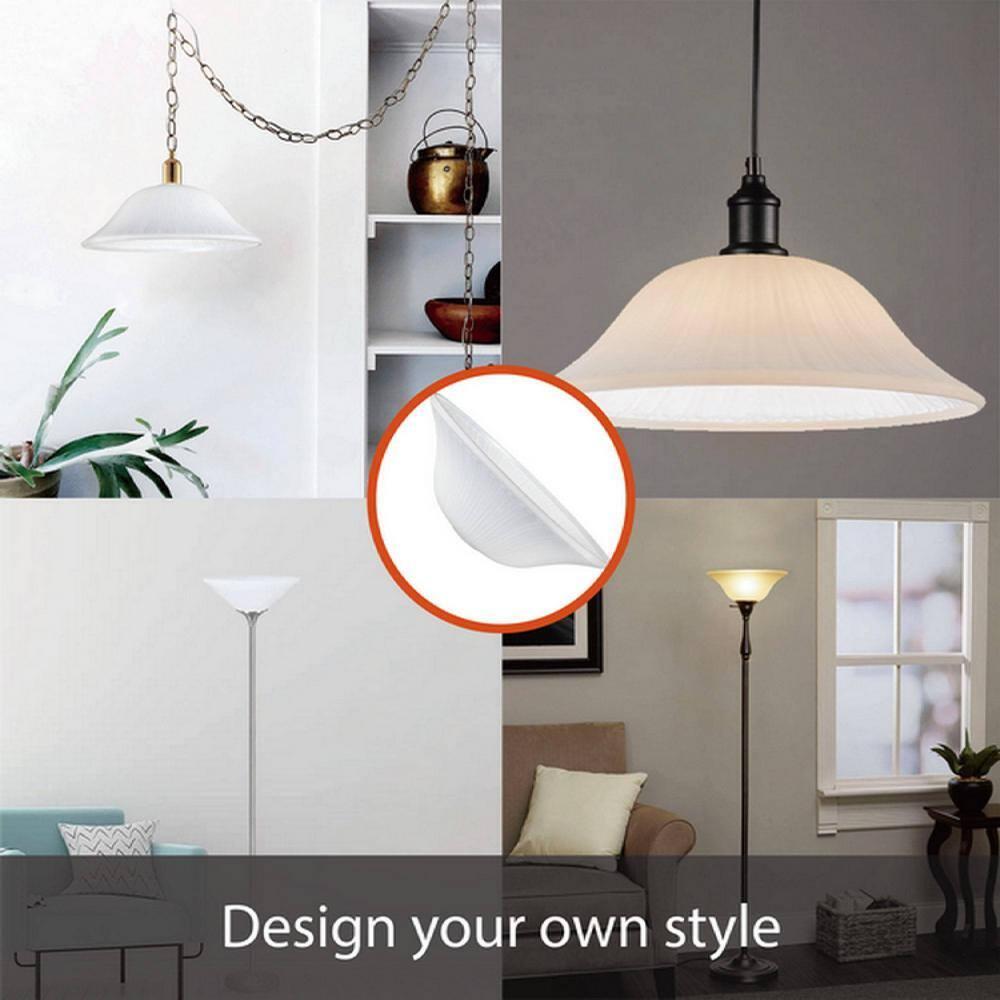 Glass Shade 4-3/4 H., White Frosted Glass Bell Torchiere/Swag Lamp and Pendant Shade with 1-5/8 in. Neckless Fitter