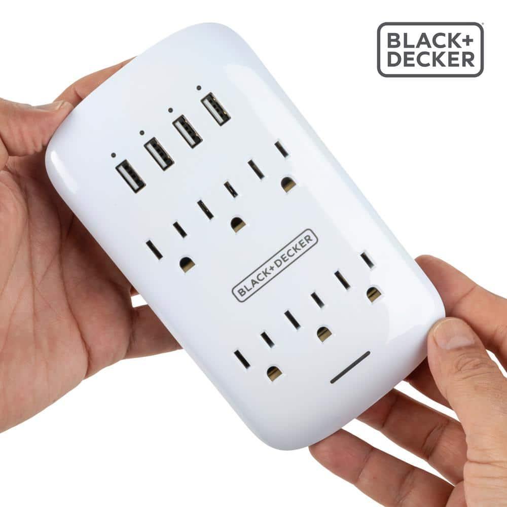 Black + Decker Surge Protector Wall Tap 6 Outlets + 4 USB