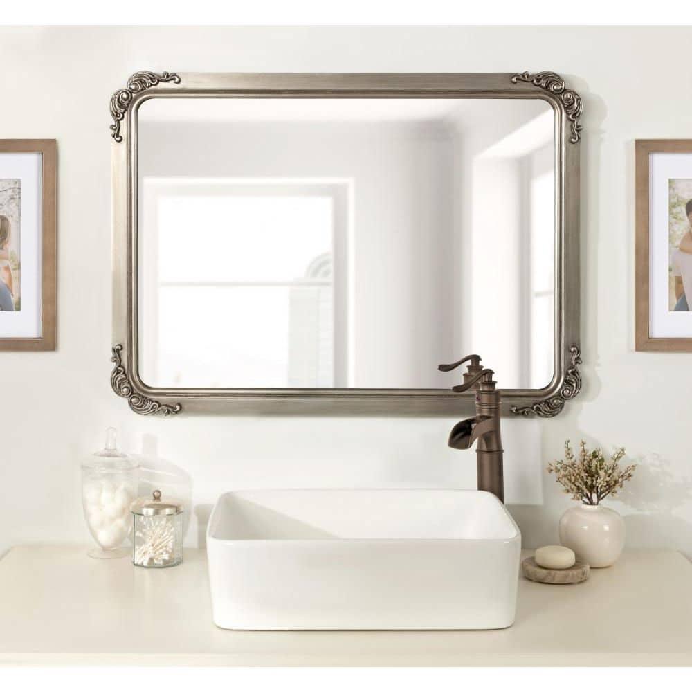Kate and Laurel Ivette MDF Rectangle Mirror, 25x35, Silver