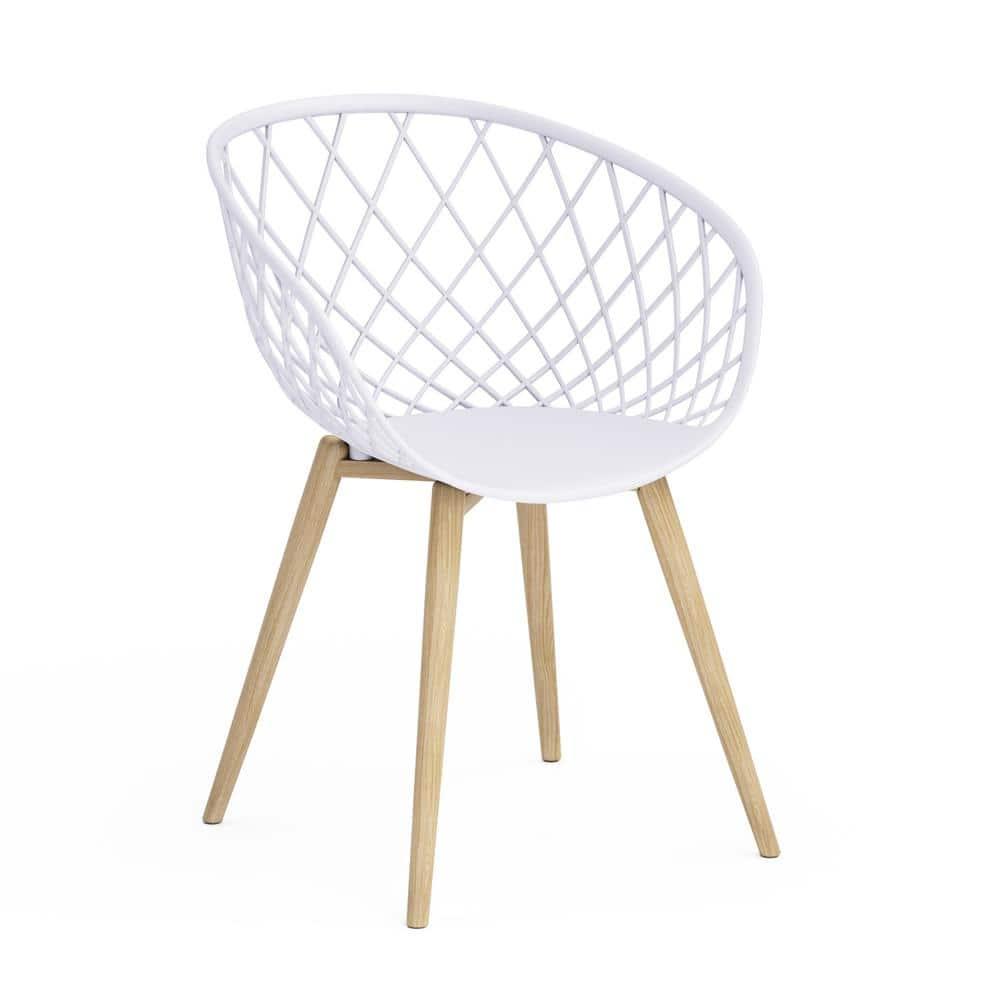 Set of 2 Kurv Chair White - Jamesdar: Mid-Century Modern Armchairs, Steel Legs, Non-Upholstered